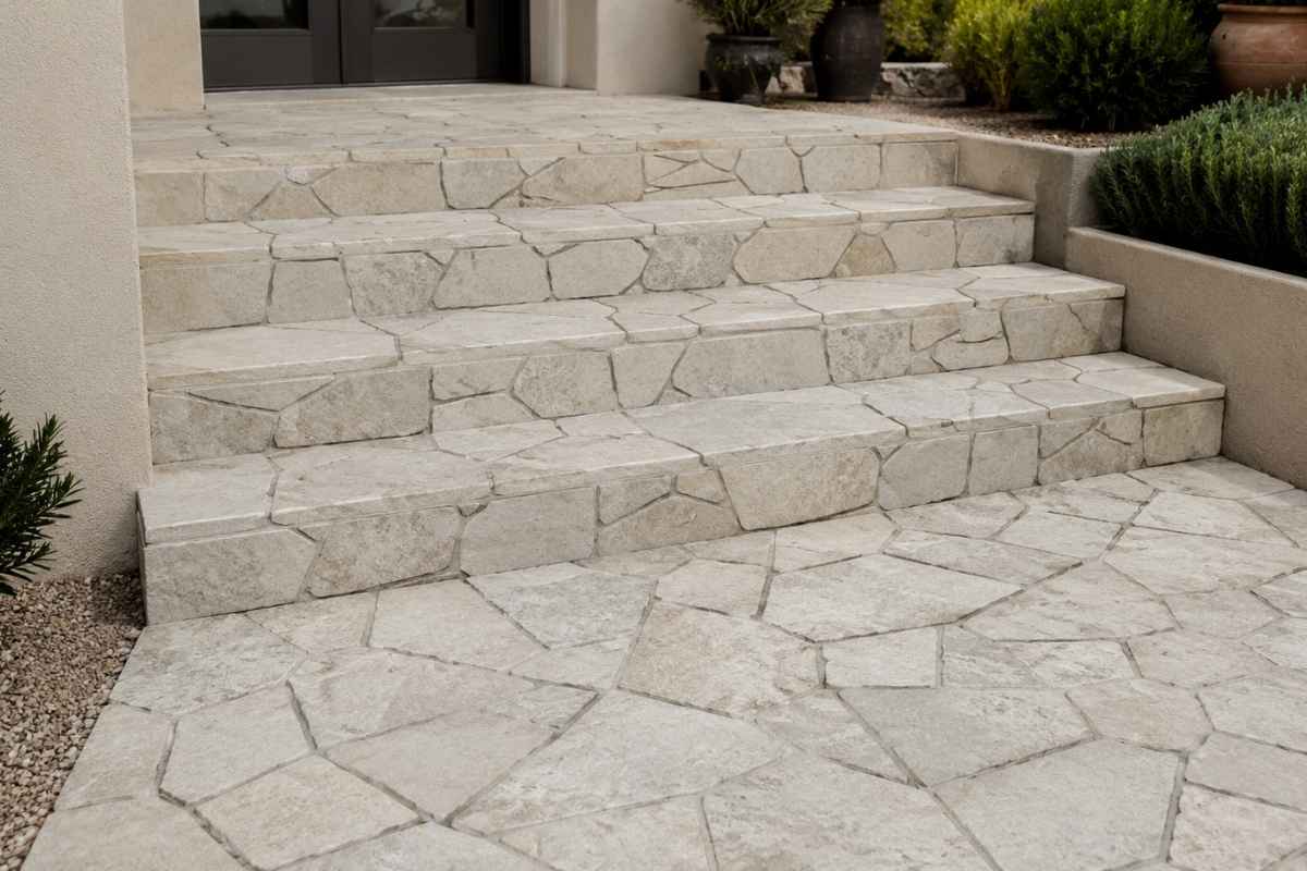 parikaz Stepenice obložene sečenim Struganikom u dvorištu